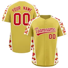 Old Gold Red Side Camo Baseball Jersey