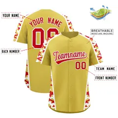 Old Gold Red Side Camo Baseball Jersey 2