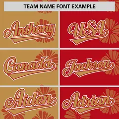 Old Gold Red Split Flower Graffiti Authentic Baseball Jersey 3