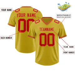 Old Gold Red Square Neckline Football Jersey 2