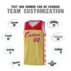 Old Gold Red Star Pattern Team Basketball Jersey 4