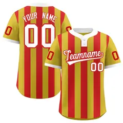 Old Gold Red Stripe Two-Button Softball Jersey 1