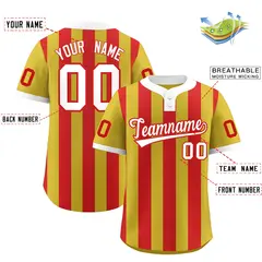 Old Gold Red Stripe Two-Button Softball Jersey 2