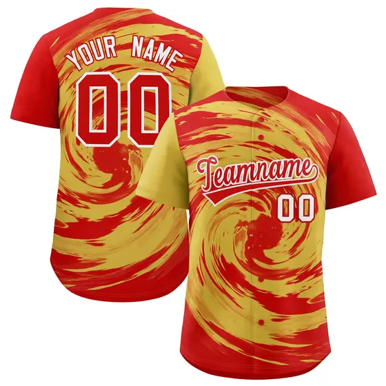 Old Gold Red Swirl Graffiti Pattern Baseball Jersey