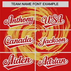 Old Gold Red Swirl Graffiti Pattern Baseball Jersey 3