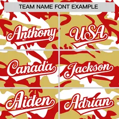 Old Gold Red White Camo Gradient Fashion Baseball Jersey 3