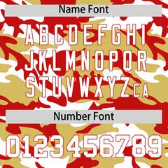 Old Gold Red White Camo Gradient Fashion Baseball Jersey 4