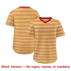 Old Gold Red-White Horizontal Stripe Pullover Baseball Jersey 3