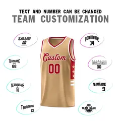 Old Gold Red White Star Pattern Basketball Jersey 3