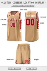 Old Gold Red White Star Pattern Basketball Jersey 5