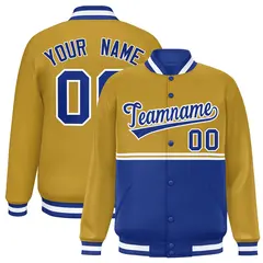 Old Gold Royal Color Block Varsity Full-Snap Letterman Jacket