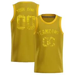 Old Gold Sequined Trim Athletic Basketball Jersey