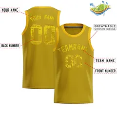 Old Gold Sequined Trim Athletic Basketball Jersey 2