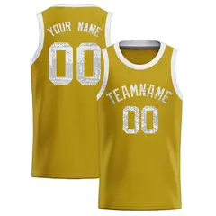Old Gold Sequined Trim Athletic Basketball Jersey 1