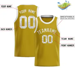 Old Gold Sequined Trim Athletic Basketball Jersey 2