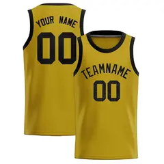 Old Gold Sequined Trim Athletic Basketball Jersey 1
