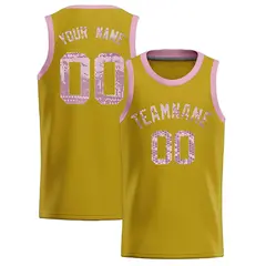 Old Gold Sequined Trim Athletic Basketball Jersey 1