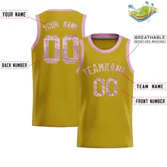 Old Gold Sequined Trim Athletic Basketball Jersey 2
