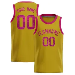 Old Gold Sequined Trim Athletic Basketball Jersey 1