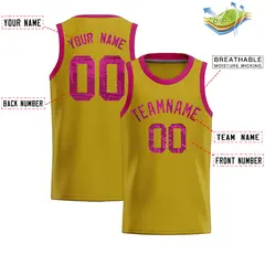 Old Gold Sequined Trim Athletic Basketball Jersey 2