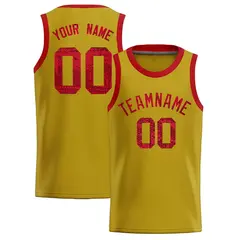 Old Gold Sequined Trim Athletic Basketball Jersey 1