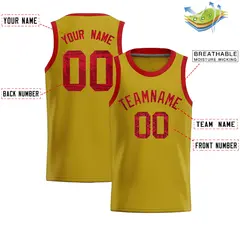 Old Gold Sequined Trim Athletic Basketball Jersey 2