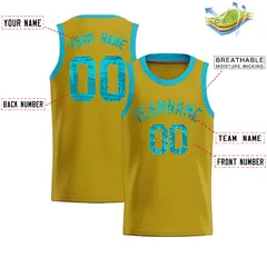 Old Gold Sequined Trim Athletic Basketball Jersey 2