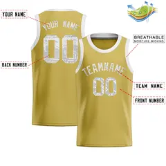 Old Gold Sequined Trim Athletic Basketball Jersey 2
