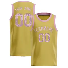 Old Gold Sequined Trim Athletic Basketball Jersey 1
