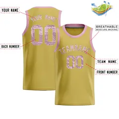 Old Gold Sequined Trim Athletic Basketball Jersey 2