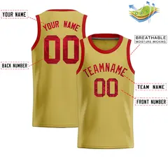 Old Gold Sequined Trim Athletic Basketball Jersey 2