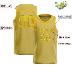 Old Gold Sequined Trim Athletic Basketball Jersey 2