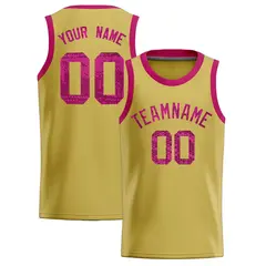 Old Gold Sequined Trim Athletic Basketball Jersey 1