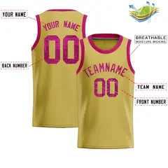 Old Gold Sequined Trim Athletic Basketball Jersey 2