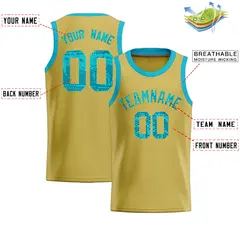 Old Gold Sequined Trim Athletic Basketball Jersey 2