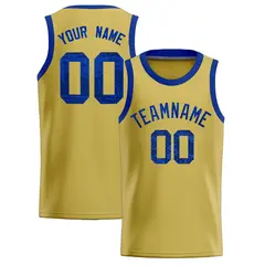 Old Gold Sequined Trim Athletic Basketball Jersey 1
