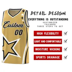 Old Gold Shoulder Stars Graffiti Pattern Basketball Jersey Sets 2