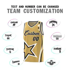Old Gold Shoulder Stars Graffiti Pattern Basketball Jersey Sets 4