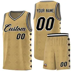 Old Gold Side Blocks Basketball Uniform Jersey 1