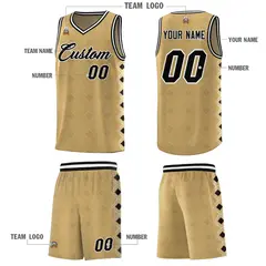 Old Gold Side Blocks Basketball Uniform Jersey 5