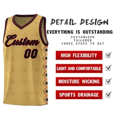 Old Gold Side Blocks Basketball Uniform Jersey 2