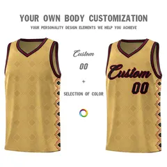 Old Gold Side Blocks Basketball Uniform Jersey 3