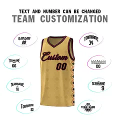 Old Gold Side Blocks Basketball Uniform Jersey 4