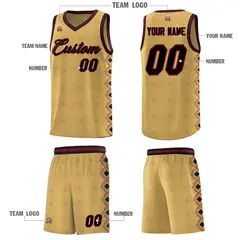 Old Gold Side Blocks Basketball Uniform Jersey 5