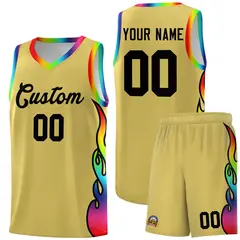 Old Gold Side Flame Basketball Jersey for Teams