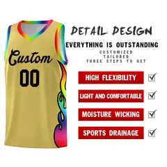 Old Gold Side Flame Basketball Jersey for Teams 2