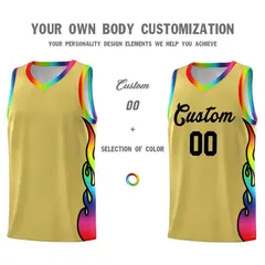 Old Gold Side Flame Basketball Jersey for Teams 3