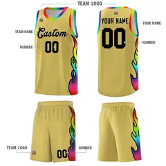 Old Gold Side Flame Basketball Jersey for Teams 5