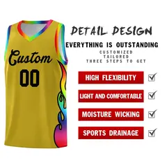 Old Gold Side Flame Basketball Jersey for Teams 2
