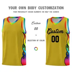 Old Gold Side Flame Basketball Jersey for Teams 3
